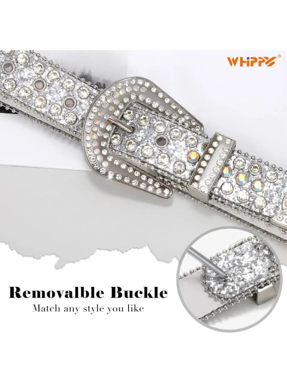 Rhinestone Western Belt for Women & Men - Studded Bling Cowgirl Waist Belt